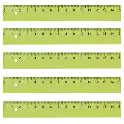 KUM AZ3032216-G - Regla 15 cm, L1 Pop TP, 5 Piezas, Verde, de plástico Resistente