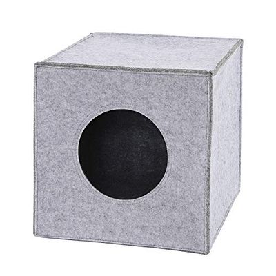 lionto Cueva Fieltro Gatos Cueva Suave Cueva estantería 33x37x33 cm, sin Almohada Gris Claro