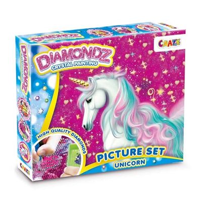 CRAZE DIAMONDZ Unicorn Diamond Painting Kit – DIY Crystal Art Set for Kids Age 5+ with Full Drill Design, Tools and Canvas 14x11 Inch – Creative Diamond Art Gift Idea for Girls