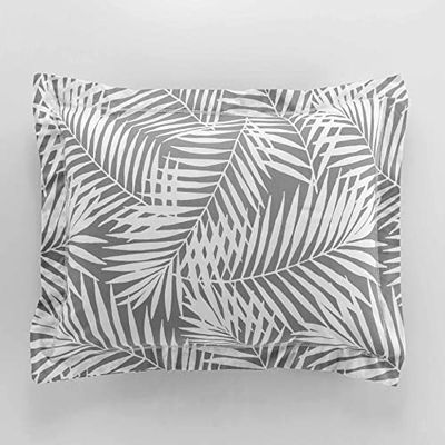 douceur d'intérieur, Botania Grey Flat Ruffle Pillowcase (50 x 70 cm) 100% Cotton