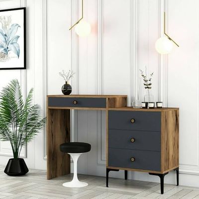 Dmora Lyra Consolle, Multi-Purpose Table, Side Cabinet, Hallway Desk, 124 x 40 x 85 cm, Walnut and Anthracite