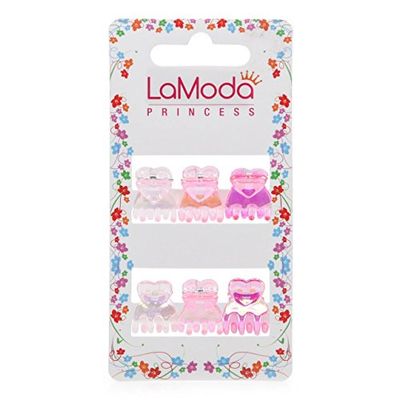 LaModa Princess Children's Pearlescent Finish 1.5cm Hair Clamps, Pink, Pack of 6