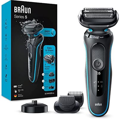 Braun Series 5 Elektrisch Scheerapparaat Voor Mannen, Met Oplaadstandaard, Baardtrimmer, Wet & Dry, Oplaadbaar, Draadloos Scheerapparaat, 50-M4500cs, Munt