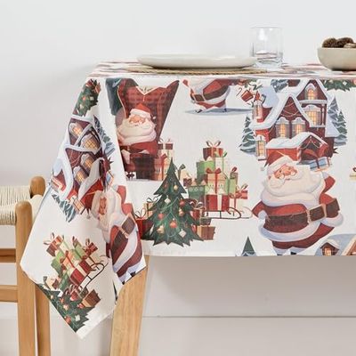 BELUM | Nappe de Noël | Nappe Anti-Taches Table rectangulaire résinée | Nappe en résine (Tacte plastifié) | Nappe de Table | Table ménage (100 x 140 cm)