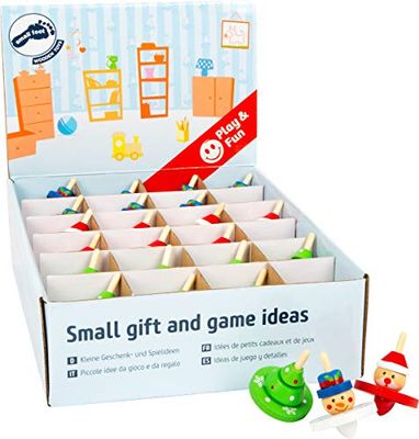Small Foot- Display Peonzas de Navidad, Madera, Juego de 12 Piezas, Cada una con una Altura de 6 cm, Ø Aprox. 4 cm Juguetes, Multicolor, Small (11471)
