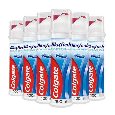 Colgate Max Fresh Toothpaste with Cooling Crystals 6 x 100ml - fresh breath toothpaste - Fresh FX technology for 10X longer lasting cooling* - helps to fight cavities - keeps teeth white