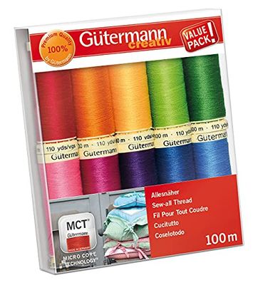 Gutermann 734008-1 Conjunto de roscas, 100 m, 10 unidades