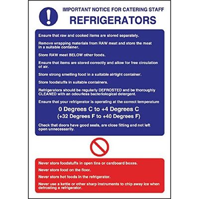 Voque W196 Refrigerator Guidelines Sign 300X200mm Fridge Vinyl Notice