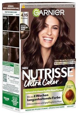 Garnier nutrisse Creme Coloration extra tiramisu castanho 4,15, cor de cabelo permanente de cabelo (com 3 óleos de Nährenden) – 1 peça