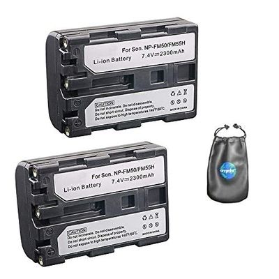 Amsahr - Batteria di ricambio per fotocamera digitale e videocamera Sony FM30ORFM50, TRV15, TRV230 Pack-2 – con accessori per obiettivo