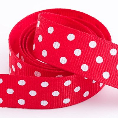 Polka Dot Grosgrain Ribbon 25mm x 10 Metres - Red