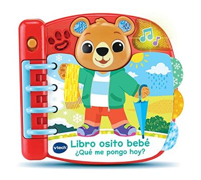 VTech - Libro osito bebé Qué me pongo hoy, Juguete interactivo para bebés +12 meses, Aprende maneras de vestir en función del clima, Versión ESP
