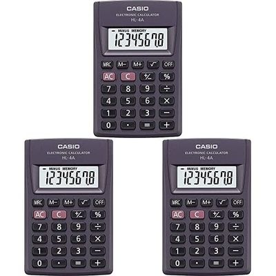 Casio HL-4A Calcolatrice tascabile Antracite Display 8 cifre, Pacco da 3