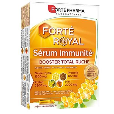 Forté Pharma - Forté Royal Sérum Royal | Complément Alimentaire Immunité à base de Gelée Royale, Propolis, Pollen et Miel | 20 ampoules