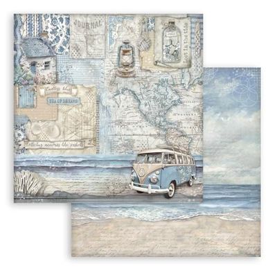 Stamperia - Scrapbook Sheets for Scrapbooks, Albums, Card Making, Bullet Journals and More, Acid Free, Double-Sided, Perfect for Crafts and Gifting (Silent Sea, Van) (30.5 x 31.5cm)