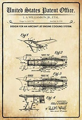 Schatzmix Patent ontwerp vliegtuig motorkoelsysteem metalen bord wanddecoratie 20x30 cm tin teken blikken bord, plaat, veelkleurig