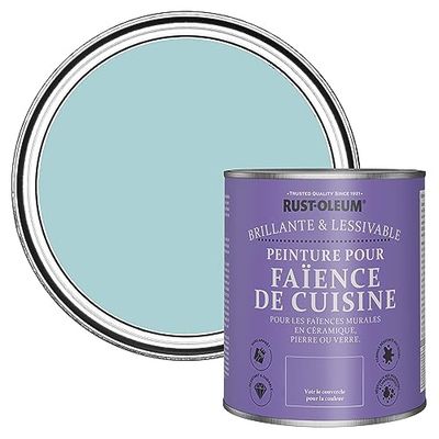 Rust-Oleum Peinture Bleue Résistante à l'eau pour Faïence de Cuisine, Finition Brillante - Cyclades 750ml