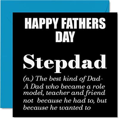 Heartfelt Fathers Day Cards for Step Dad - Definition - Cute Happy Fathers Day Card for Stepdad from Son Daughter, 145mm x 145mm Father's Day Greeting Cards Gift for Daddy Papa