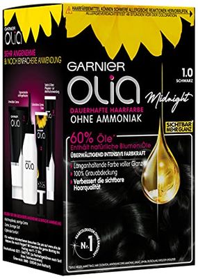 Garnier Olia, (lingua italiana non garantita) colore per capelli nero 1.0, colorazione per capelli, contiene il 60% di olio di fiori per un colore intenso, senza ammoniaca, confezione da 3 pezzi (3 x 1 pezzi)