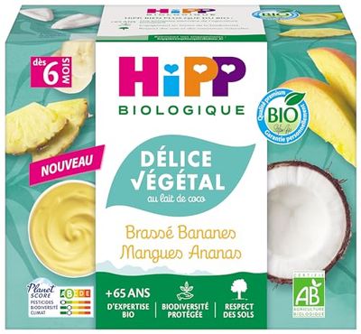 Hipp Biologique Brassé vég. Banane Mangue Ananas - Coupelles 4X100G