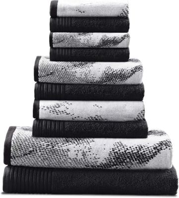 Superior Set di 10 asciugamani assortiti in cotone massiccio e marmo, include 2 asciugamani da bagno, 4 mani, 4 asciugamani da bagno/viso, morbidi, assorbenti, accessori decorativi per il bagno,