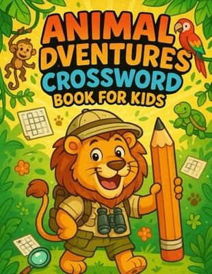 Animal Adventures Crossword Book for Kids: Fun Animal-Themed Word Games and Brain Boosting Challenges for Kids Ages 6-10