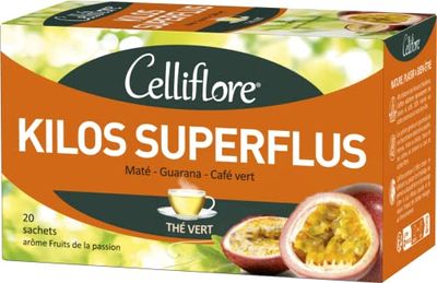 CELLIFLORE - Thé Kilos Superflus - Drainage - Oxydation Des Graisses - Réduction De La Fatigue - Arôme Fruit De La Passion - 20 Sachets
