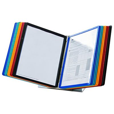 DURABLE Vario 20-panel desktop referentiesysteem, diverse kleurranden (536100), zwart