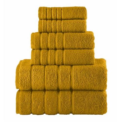 Elegant Comfort 4 linjer viskos rand 6-delat premium handduksset – 100% turkisk bomull högabsorberande lyxiga badrumshanddukar – inkluderar 2 tvättlappar, 2 handdukar och 2 badhandduksset, guld