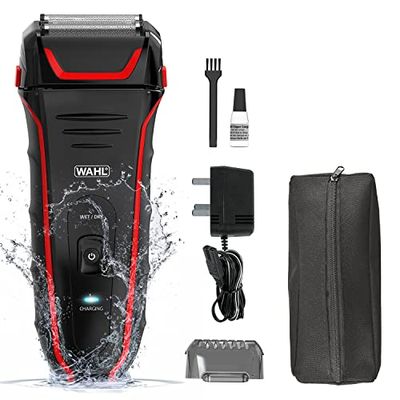 Wahl Clean and Close Plus, rasoio elettrico da uomo, rasoio elettrico da uomo, rasatura per barba, rasoio viso, lamina flessibile, trimmer di precisione, completamente impermeabile, facile da pulire,