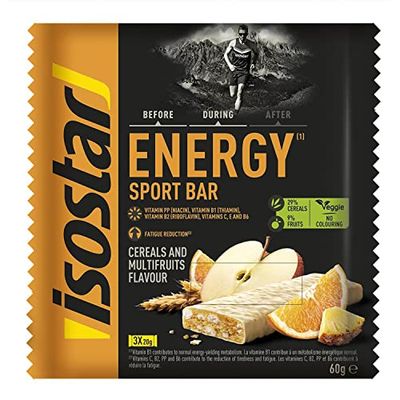 Isostar - Barres Energy Sport Bar Cereal & Multifruits - Barres Ã‰nergétiques Source De Glucides - Apport En Energie - 3x20 G - 187828