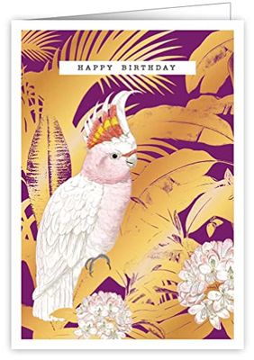Quire Brilliant & Wild Card Happy Birthday with Birds Flowers Plants,Multicoloured,115x163mm