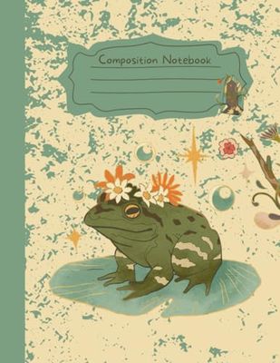 Composition Notebook Vintage Frog with Flowers: Aesthetic College Ruled Notebook | Cute Froggy Journal | for Girls & Teens