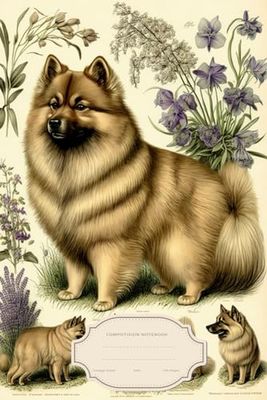 Eurasier Dog Composition Notebook College Ruled: Eurasier Dog vintage botanical illustration , Positive Quotes