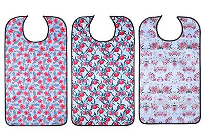 YELAIYEHAO Bavaglino per adulti, lavabile, riutilizzabile, impermeabile, protezione per vestiti con raccogli briciole opzionale, 34 x 45,7 cm, da donna (set D, 3 pezzi)