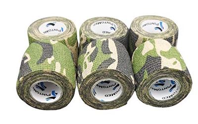 PintoMed - Venda Cohesiva - 6 x VERDE CAMUFLADO - 6 rollos x 5 cm x 4,5 m estirado - Vendaje autoadhesiva elástica y flexible, Cinta adhesiva, Vet Wrap, Tape, Primeros auxílios y lesiones