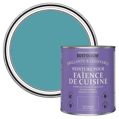 Rust-Oleum Peinture Bleue Résistante à l'eau pour Faïence de Cuisine, Finition Brillante - Pétrole 750ml