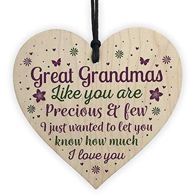 Red Ocean Great Grandparent Great Grandma Christmas Ornament Wooden Heart Plaque Sign Birthday Keepsake
