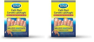 Scholl Cerotti Callifughi per Calli Duri, Cerotti Medicati con Acido Salicilico 40% per Rimuovere i Calli, Adatti ai Calli sulle Dita dei Piedi, 4 Cerotti (Confezione da 2)