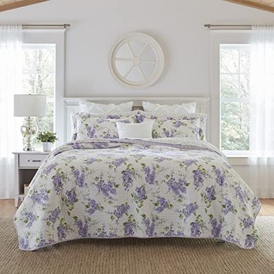 Laura Ashley Home – Keighley-kollektion – sängkläder – 100% bomull, vändbara, lätta sängkläder med matchande örngott, förtvättade för extra mjukhet, king size, lila