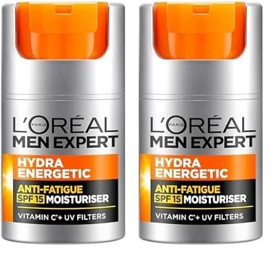 L’Oréal Paris men expert SPF 15 Hydra Energetic Anti Fatigue Moisturiser, White, 50 ml (Pack of 2)
