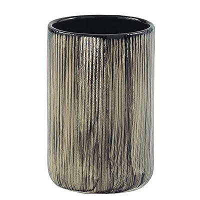 Gedy Nero, G-Naomi, Bagno, Porta spazzolino in Ceramica, 2 Anni di Garanzia, Design R&S, Misure 11, 5X7,5 cm, Unica