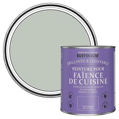 Rust-Oleum Peinture Verte Résistante à l'eau pour Faïence de Cuisine, Finition Brillante - Vert craie 750ml