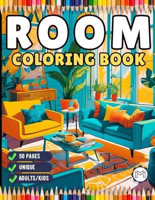 50 Pages Interior Design Cute Cozy Room Coloring Book Birthday Gift for Adults Kids Men Women Boys Girls Teens Stress Relief Relaxation Room Coloring ... Room Furniture Coloring Book for Children