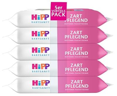 HiPP Babysanft Chusteczki nawilżane, delikatne pielęgnacyjne, 720 sztuk (3 sztuki po 5 x 48 chusteczek), z ekstraktem z migdałów organicznych, wyjątkowo przyjazne dla skóry, do delikatnego czyszczenia