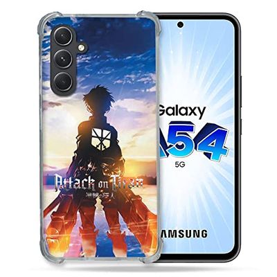Cokitec - Carcasa Reforzada de Cristal Templado para Samsung Galaxy A54 5G Manga Ataque Titanes Sol