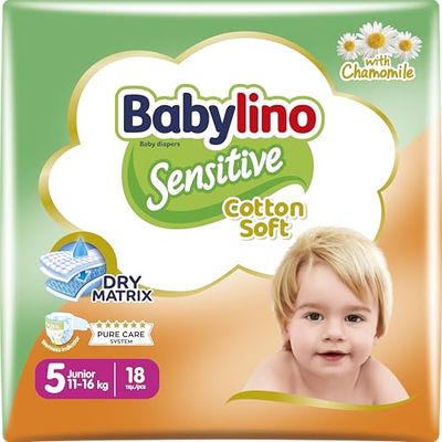 Babylino Sensitive Pieluchy Rozmiar 5, Junior (11-16kg), 18 jednostek