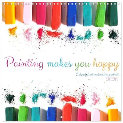 Painting makes you happy - Colourful art material in portrait (Wall Calendar 2026 12" x 24" / 30 x 60 cm (open)) CALVENDO 12 Month Wall Calendar