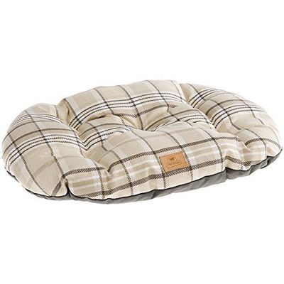 Ferplast Cojín Acolchado Para Perros Y Gatos Scott 65/6, Doble Cara, Escocés, Suave Terciopelo, Lavable, Marrón, M
