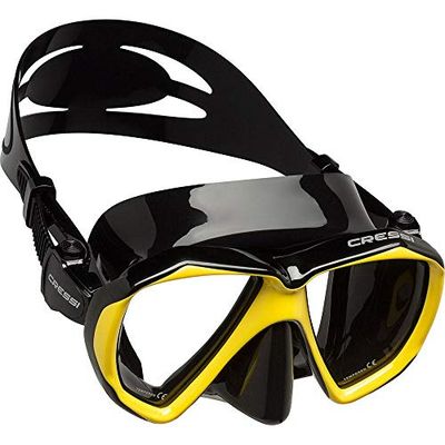 Cressi Ranger Mask Masque Plongée Adulte Mixte, Noir/Jaune, Taille Unique